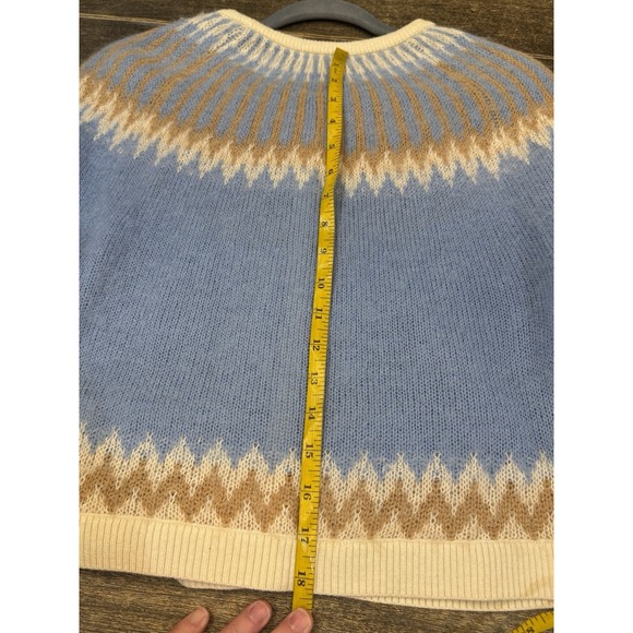 J.Crew Fair Isle Cardigan in Frosted Tundra Snow Brushed Yarn Sweater Medium - Picture 10 of 11